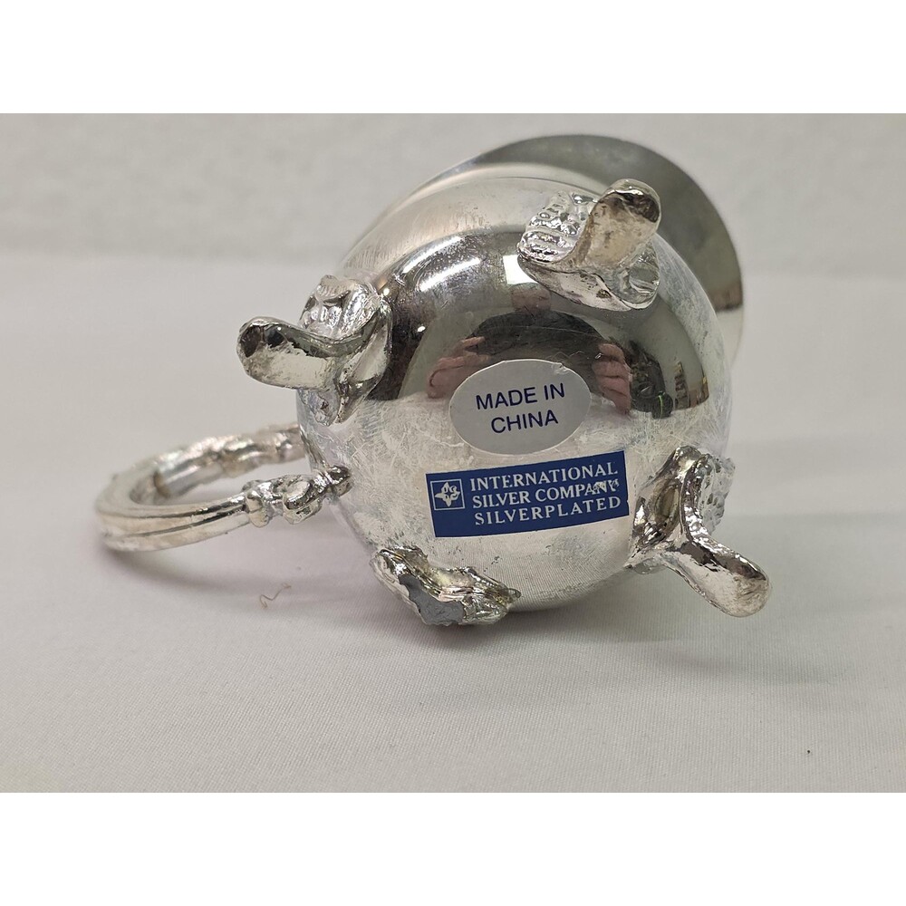 Vintage damaged silver-plated creamer pitched footed miniature ornate 2 pourer - Picture 4 of 9